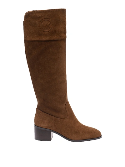 Shop Michael Kors Dylyn Suede Boots In Light Brown