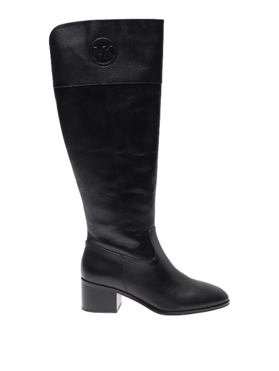 Shop Michael Kors Dylyn Leather Boots In Black