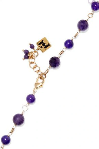 Shop Rosantica Verbier Gold-tone Quartz Necklace In Dark Purple