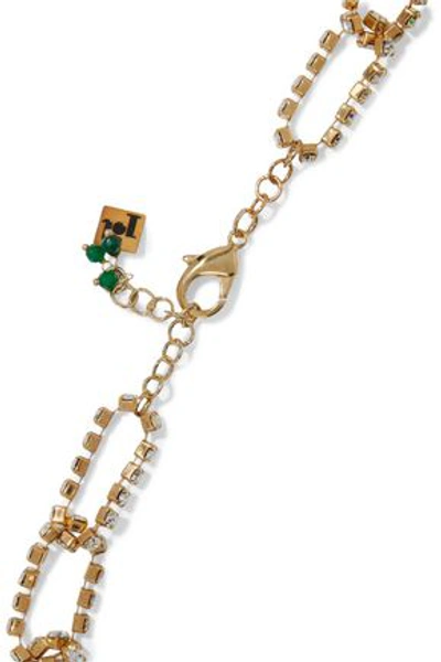 Shop Rosantica Courmayeur Gold-tone, Quartz And Crystal Necklace In Green