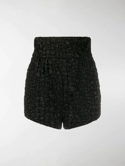 Shop Saint Laurent Textured Short High-waisted Shorts In Black
