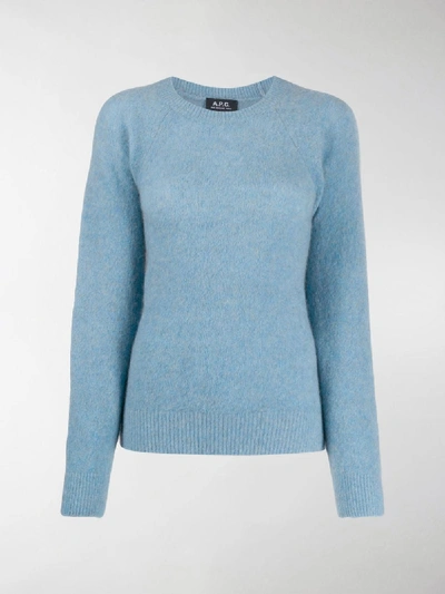Shop Apc Round-neck Knit Sweater In Blue