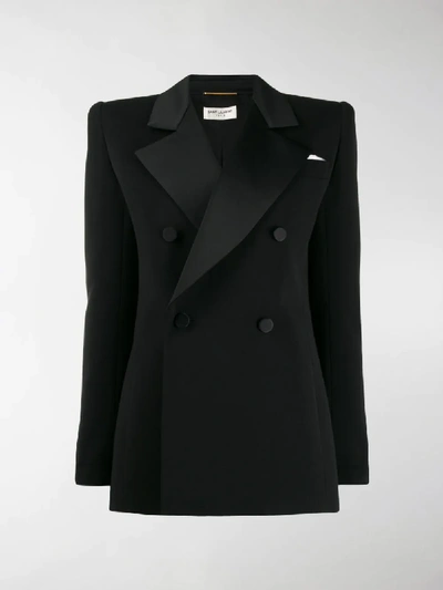 Shop Saint Laurent Tuxedo Wool Blazer In Black