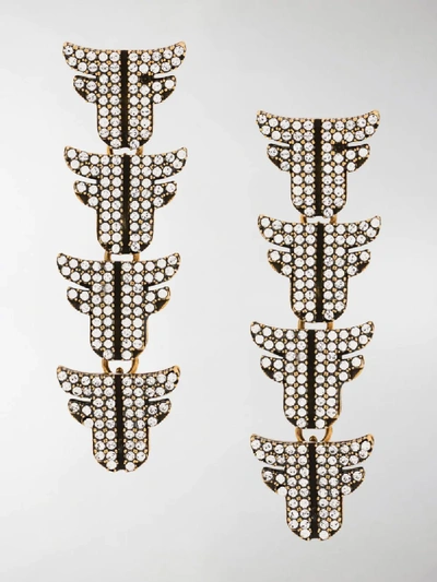 Shop Fendi Ff Logo Hanging Earrings In Gold