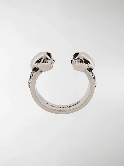 Shop Alexander Mcqueen Skull Head Ring In Metallic