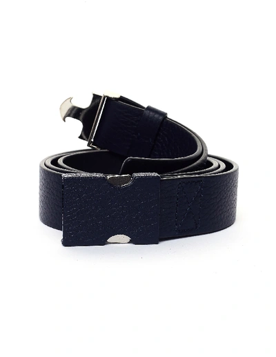 Shop Maison Margiela Navy Blue Leather Belt