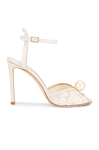 Shop Jimmy Choo Sacora 100 Floral Lace With Pearl Sandal In White