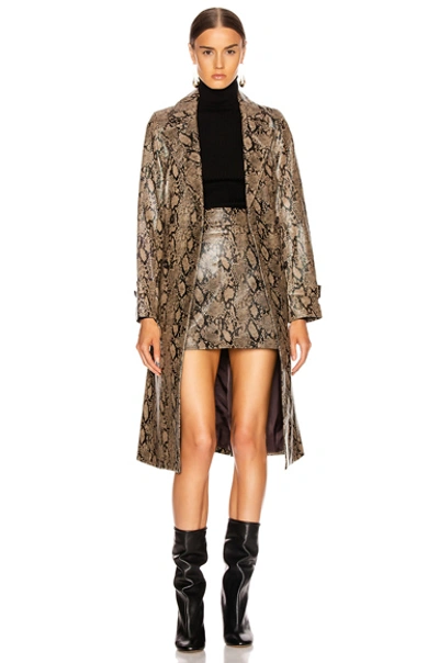Shop Frame Embossed Python Trench In Brown Multi