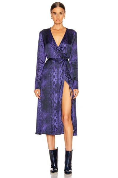 Shop Andamane Beverly Wrap Dress In Purple Python