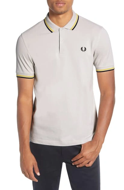 Shop Fred Perry Twin Tipped Extra Slim Fit Pique Polo In Pearl