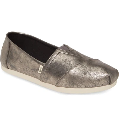 Shop Toms Alpargata Slip-on In Forged Iron Shimmer Fabric