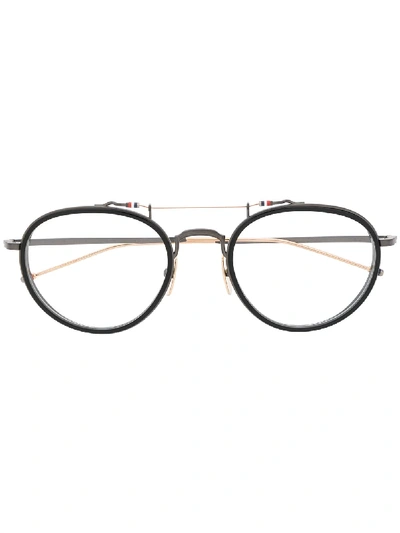 Shop Thom Browne Round Frames Glasses In Silver