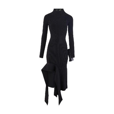 Shop Off-white Knitted Midi Dress In Black