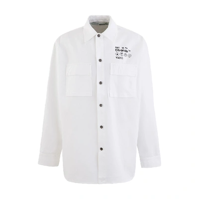 Shop Off-white Gabardine Shirt In White / Black