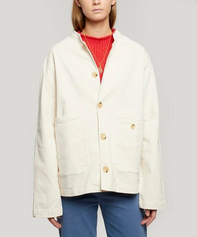Shop Paloma Wool Luca Unisex Mao Neck Cotton Jacket In Cream