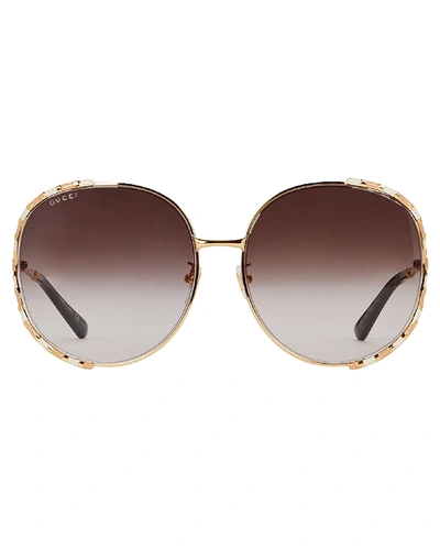 Shop Gucci Oversized Rounded Sunglasses In Gold