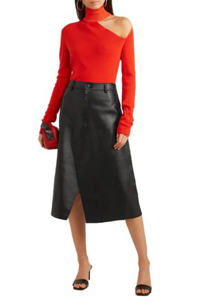 Shop Dion Lee Woman Leather Skirt Black