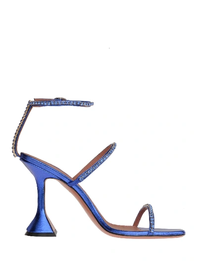 Shop Amina Muaddi Gilda Sandals In Cobalt Blue