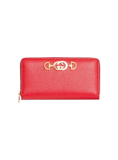 Shop Gucci Zumi Zipped Wallet In Rosso