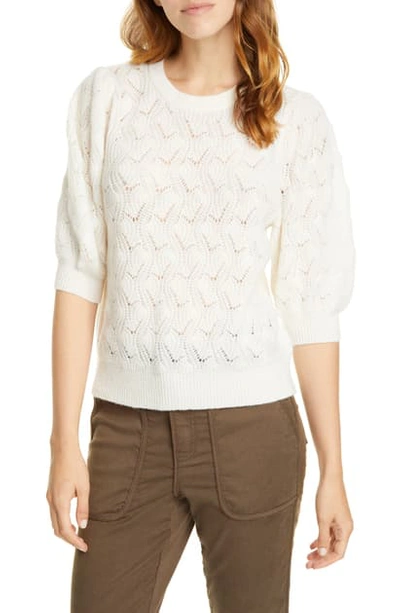Shop Joie Jenise Puff Sleeve Wool & Cashmere Sweater In Porcelain