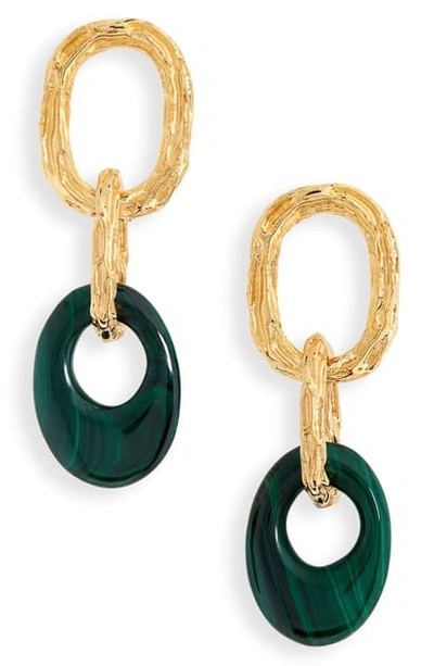 Shop Lizzie Fortunato Evergreen Drop Earrings In Gold/ Malachite