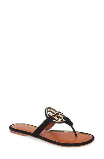 Shop Tory Burch Metal Miller Flip Flop In Perfect Black / Gold Suede