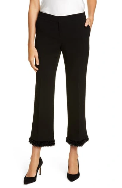 Shop Lafayette 148 Manhattan Bead Trim Pants In Black