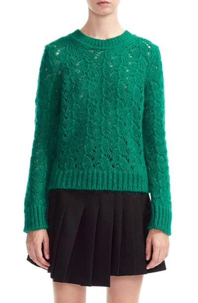 Shop Maje Monou Pointelle Sweater In Green