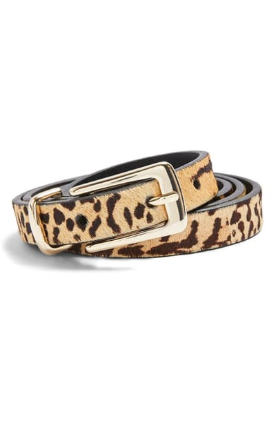 Shop Topshop Tiger Print Calf Hair Skinny Belt In Leopard