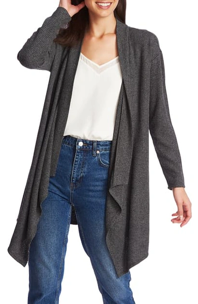 Shop 1.state Drape Front Waffle Knit Long Cardigan In Med Hthr Grey