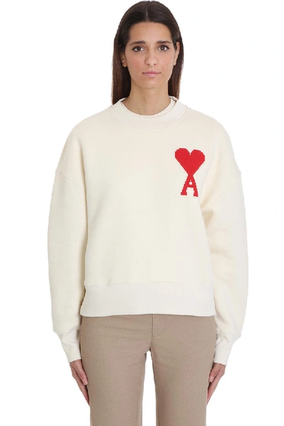 Shop Ami Alexandre Mattiussi Sweatshirt In Beige Cotton