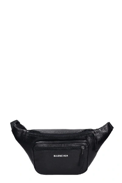 Shop Balenciaga Explorer Belt Waist Bag In Black Leather