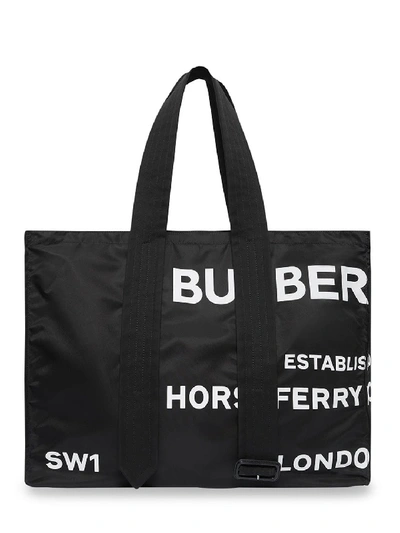 Shop Burberry Nylon Tote Horseferry In Black