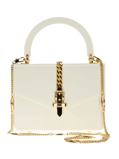 Shop Gucci Sylvie 1969 Plexiglas Mini Top Handle Bag In White