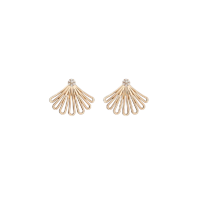 Shop Aurate Deco Fan Diamond Cluster Earrings In Gold