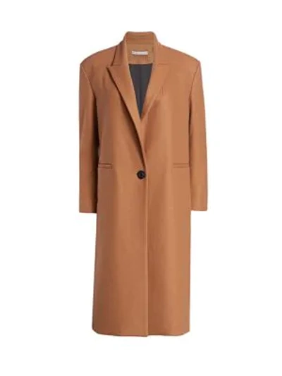 Shop Alice And Olivia Nicola Oversized Wool-blend Coat In Camel