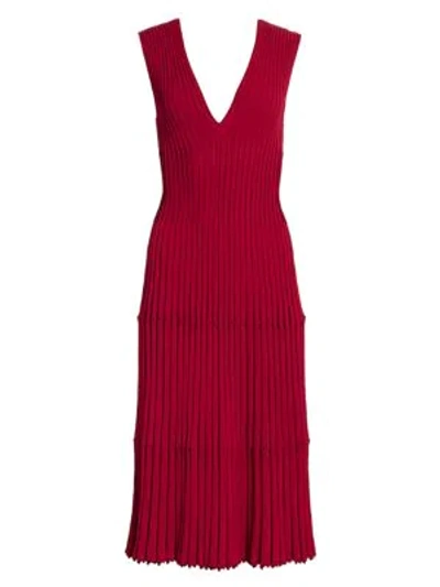 Shop Altuzarra V-neck Knit Dress In Mulberry