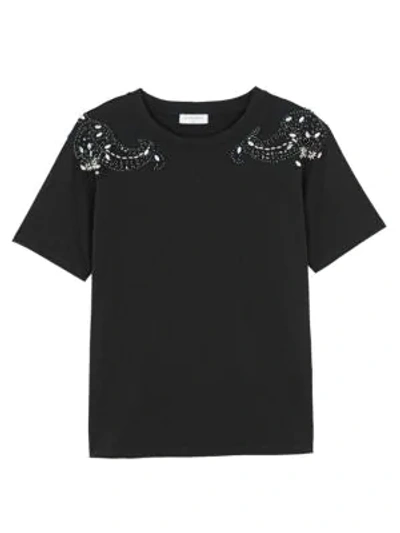 Shop Sandro Brody Embellished T-shirt In Black