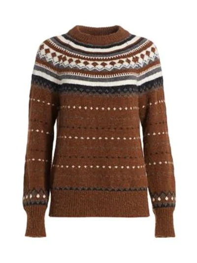 Shop Re/done 50s Raglan Intarsia Sweater In Brown