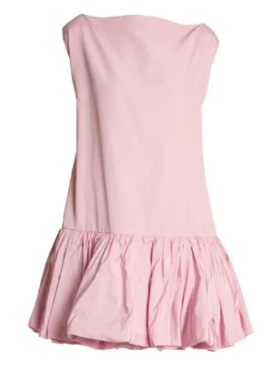 Shop Valentino Micro Faille Drop-waist Dress In Pale Mauve