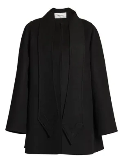 Shop Valentino Intarsia V Scarf Wool & Cashmere Jacket In Nero