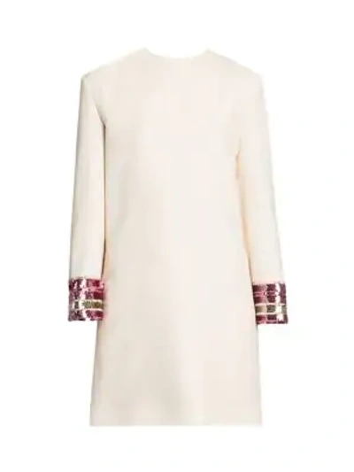 Shop Valentino Crepe Couture Sequin-cuff Tunic Dress In Avorio Oro
