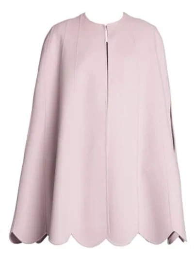 Shop Valentino Cashmere & Wool Sleeveless Scalloped Cape In Lilac