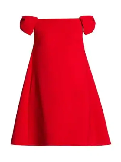Shop Valentino Women's Rosso Capsule Off-the-shoulder Shift Dress In Red