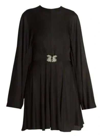 Shop Valentino Embellished-griffon Fluid Jersey Dress In Nero