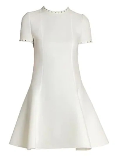 Shop Valentino Women's Swarovski Crystal-embellished Double-crepe Wool Dress In Ivory