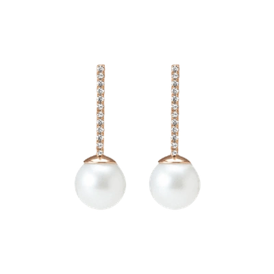 Shop Aurate Proud Pearl Earrings With White Diamonds In Gold
