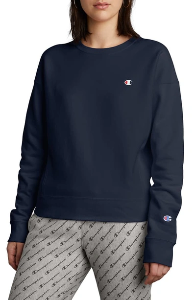 Shop Champion Reverse Weave Sweatshirt In Navy