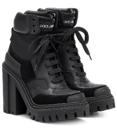 Shop Dolce & Gabbana Trekking Leather Ankle Boots In Black