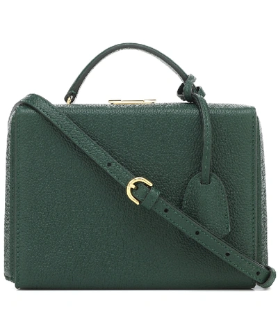 Shop Mark Cross Grace Small Box Leather Shoulder Bag In Green